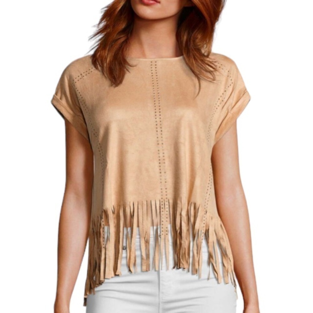 Romeo + Juliet Couture Boho Faux Suede Fringe Top Size Medium New with tags!